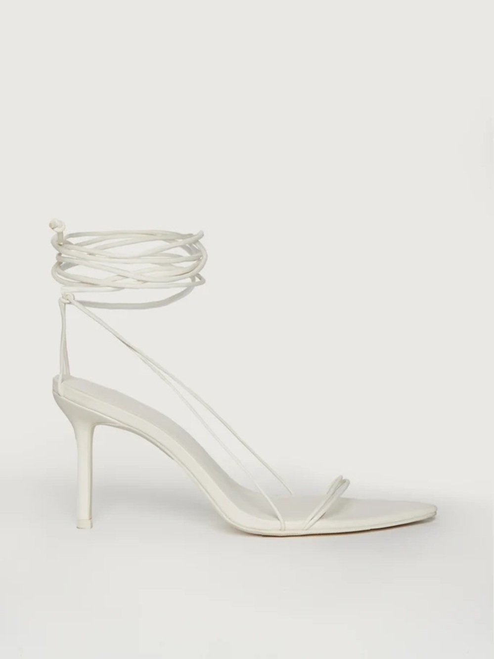 OAK + FORT Ivory Lace-Up Pointed Toe Heels - Picture 2 of 2